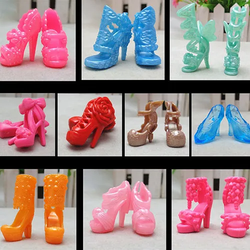 10 Pairs Super Cute Mixed Style Wedding Fashion Shoes for Barbie Doll Christmas Gift