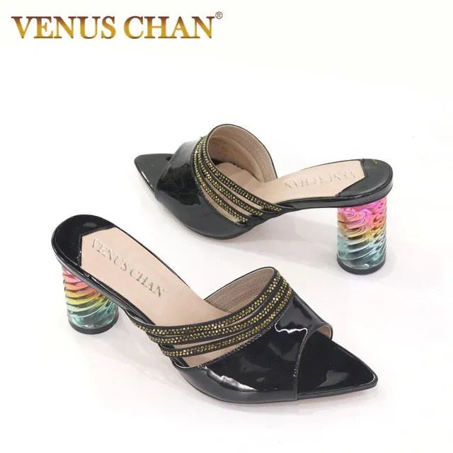 2020 new fashion special arrival wedding gold color Italian women's shoes pointed toe high heel elegant sandals women