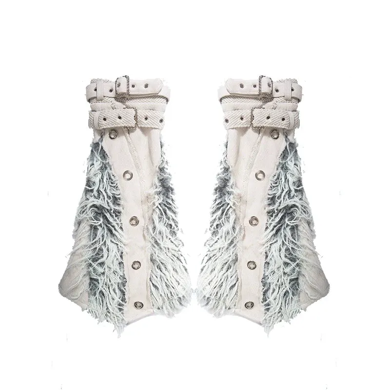 ARIADNAw Fringed Buckle-Strap Boots - Off-White (Women's)