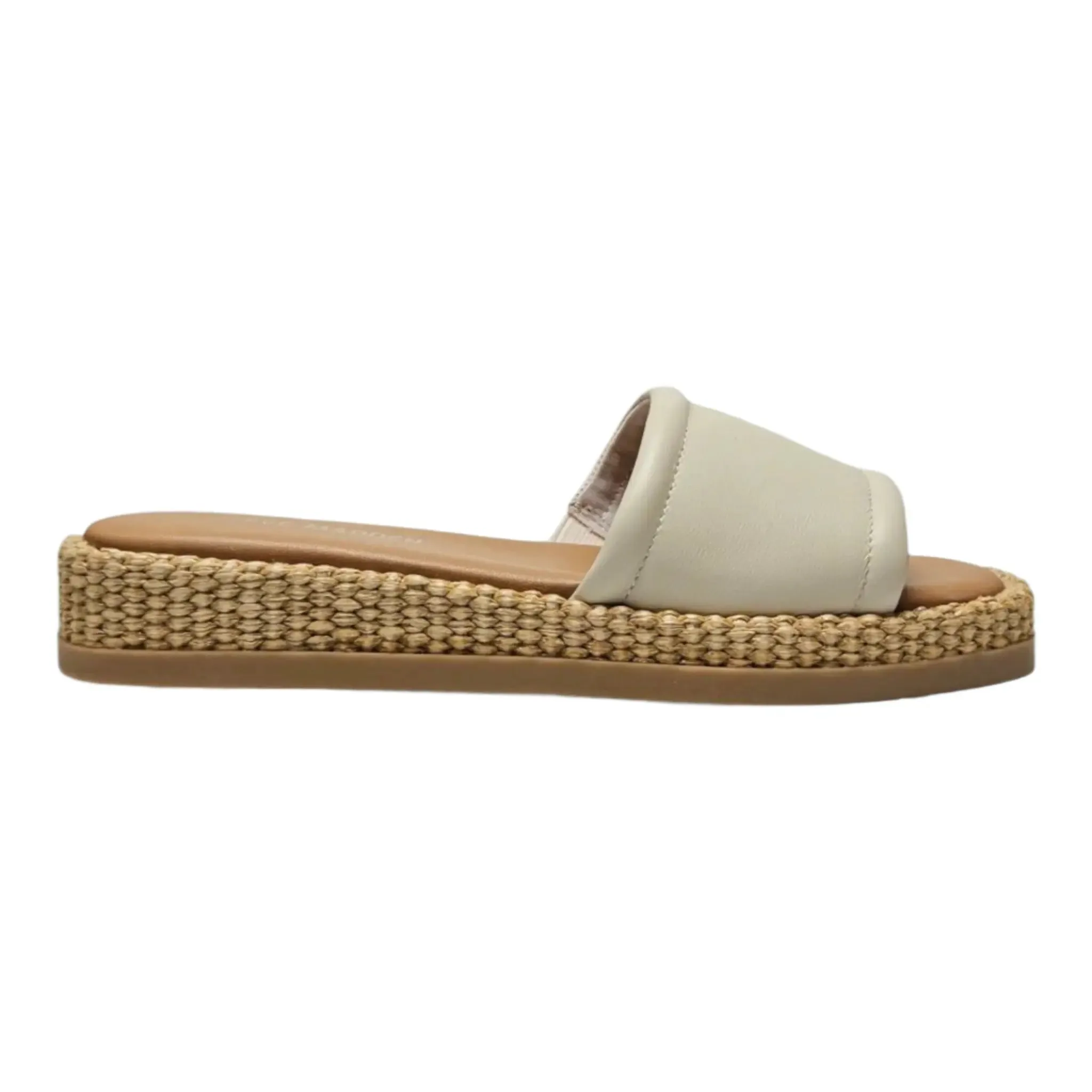 Boardwalk Leather Raffia Flatform Slide