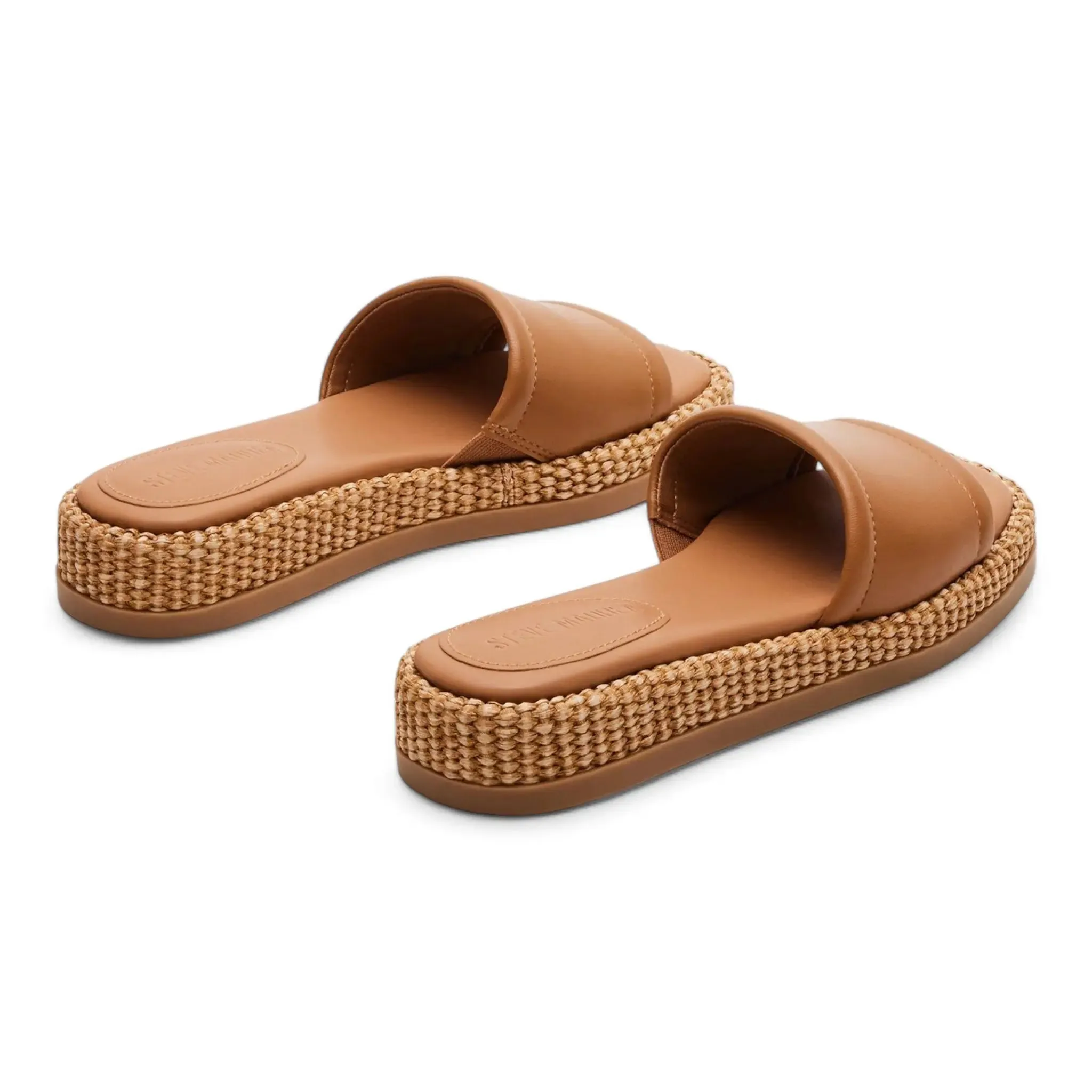 Boardwalk Leather Raffia Flatform Slide