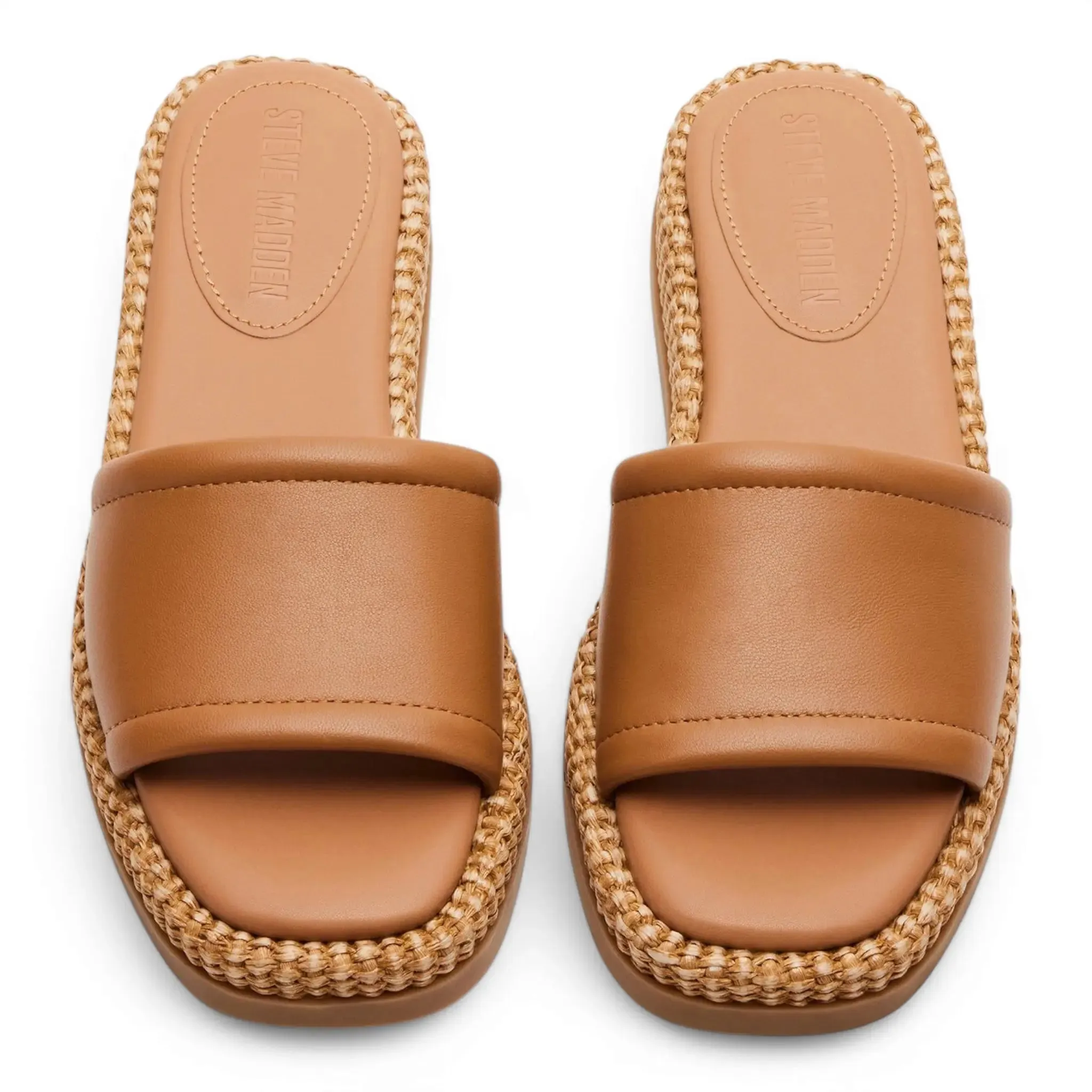 Boardwalk Leather Raffia Flatform Slide