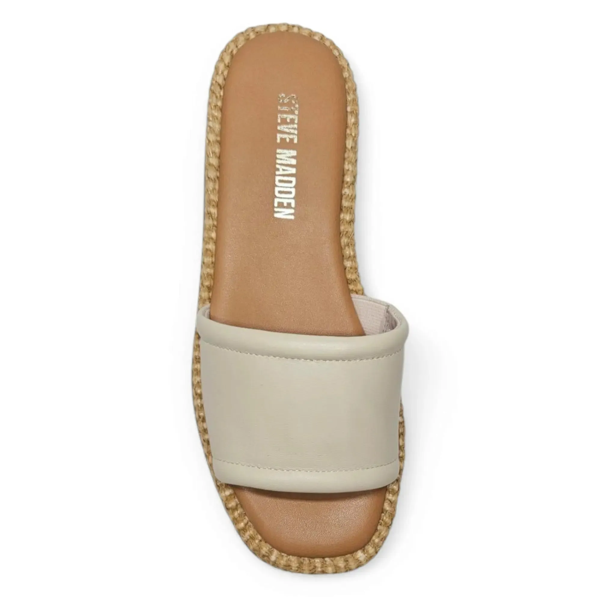Boardwalk Leather Raffia Flatform Slide