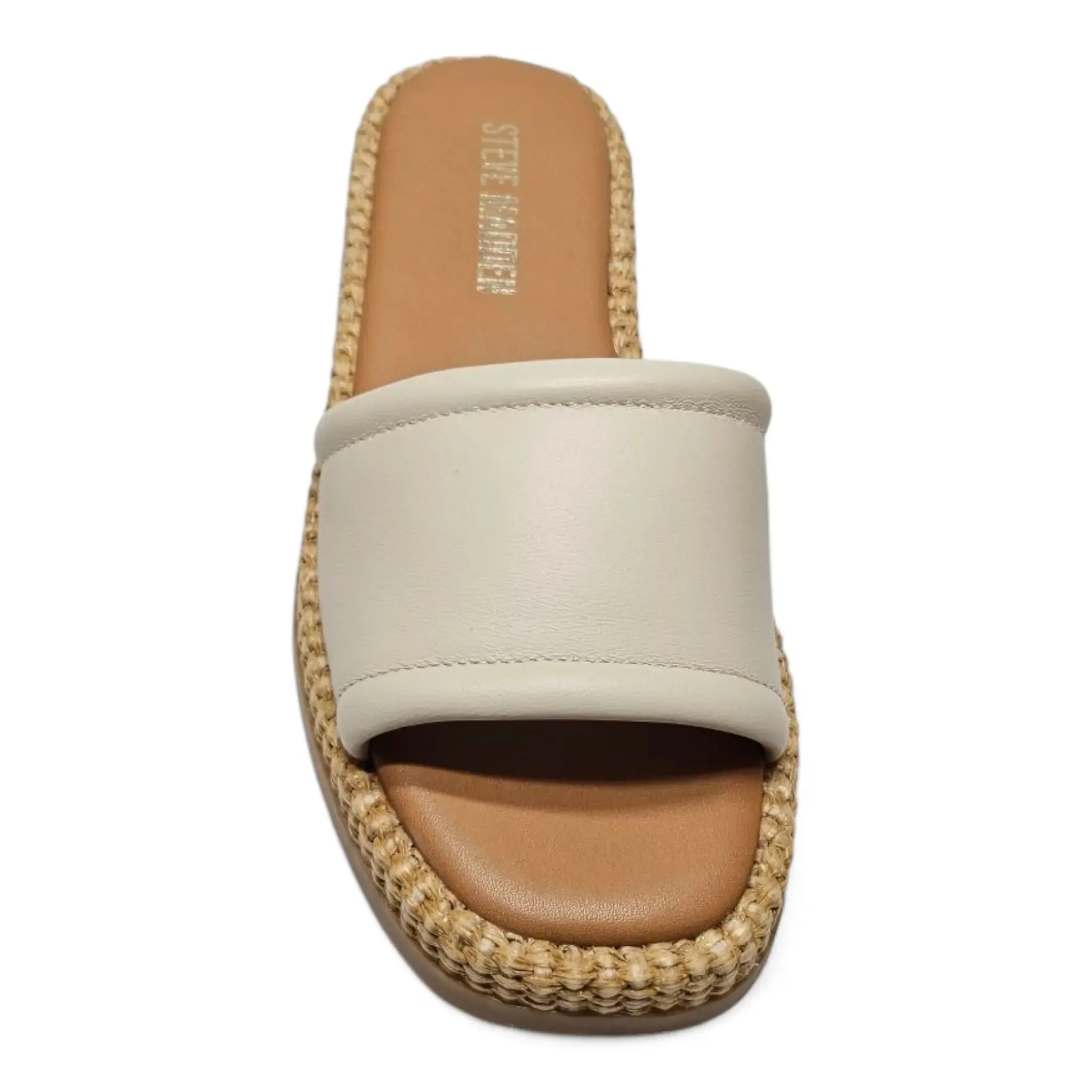 Boardwalk Leather Raffia Flatform Slide