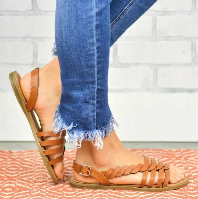 Braided Open Toe Summer Beach Flat Sandals