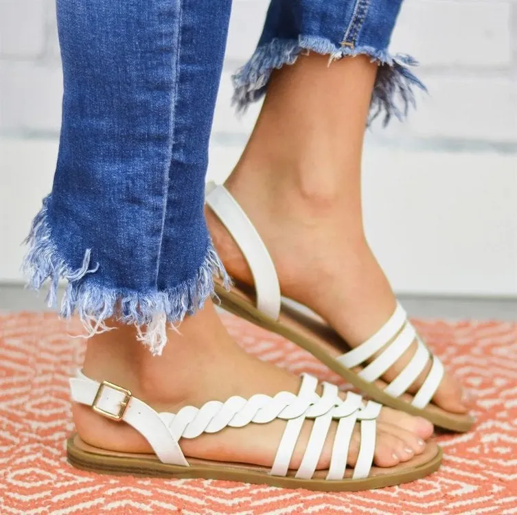 Braided Open Toe Summer Beach Flat Sandals