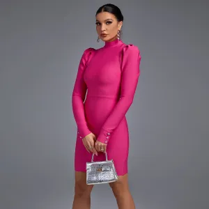 Chic High Neck Long Sleeve Mini Bandage Dress