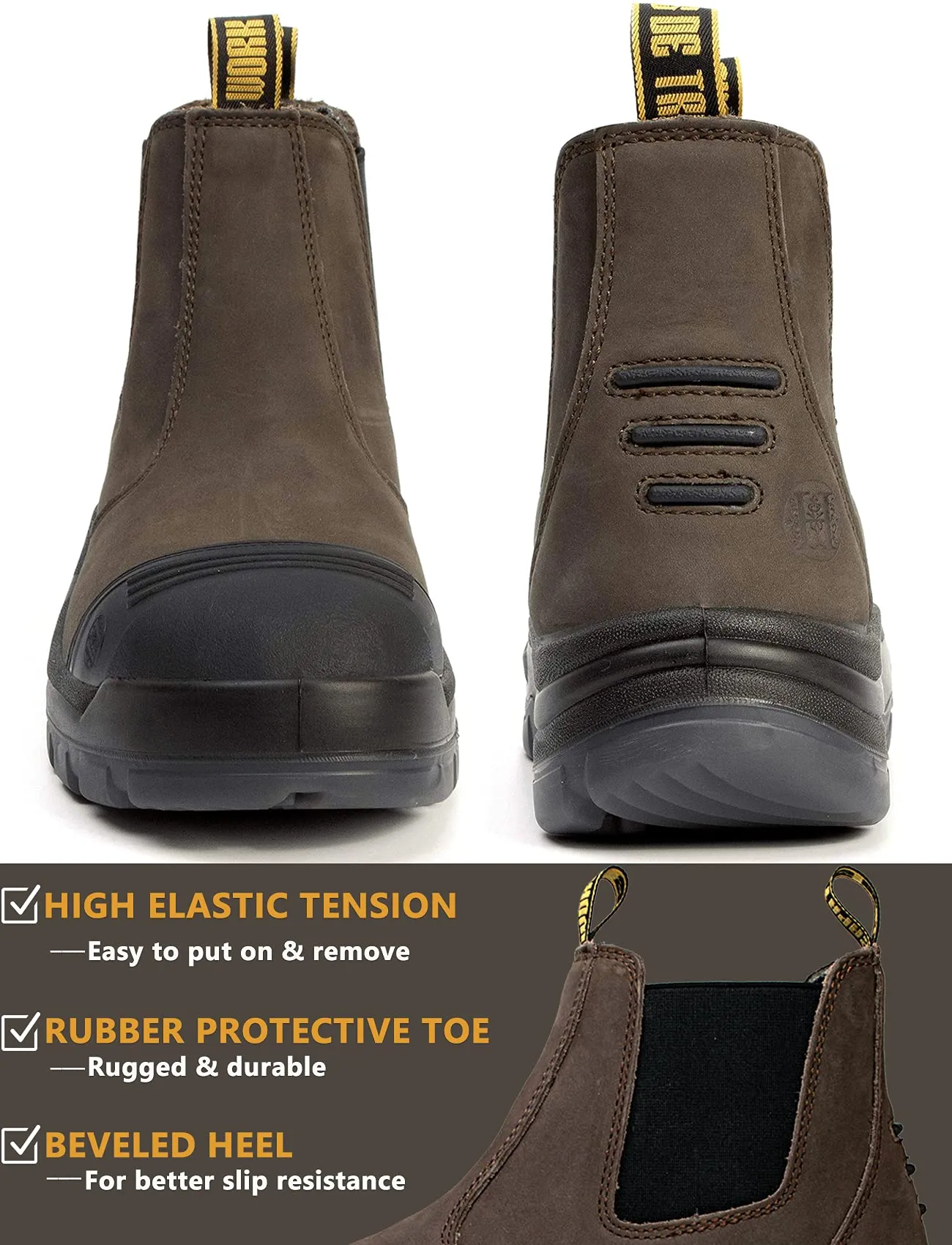 COF 802 /COF 822 Soft/Composite Toe Waterproof Working Boots Safety Static Dissipative Working Shoes (Dark Brown)