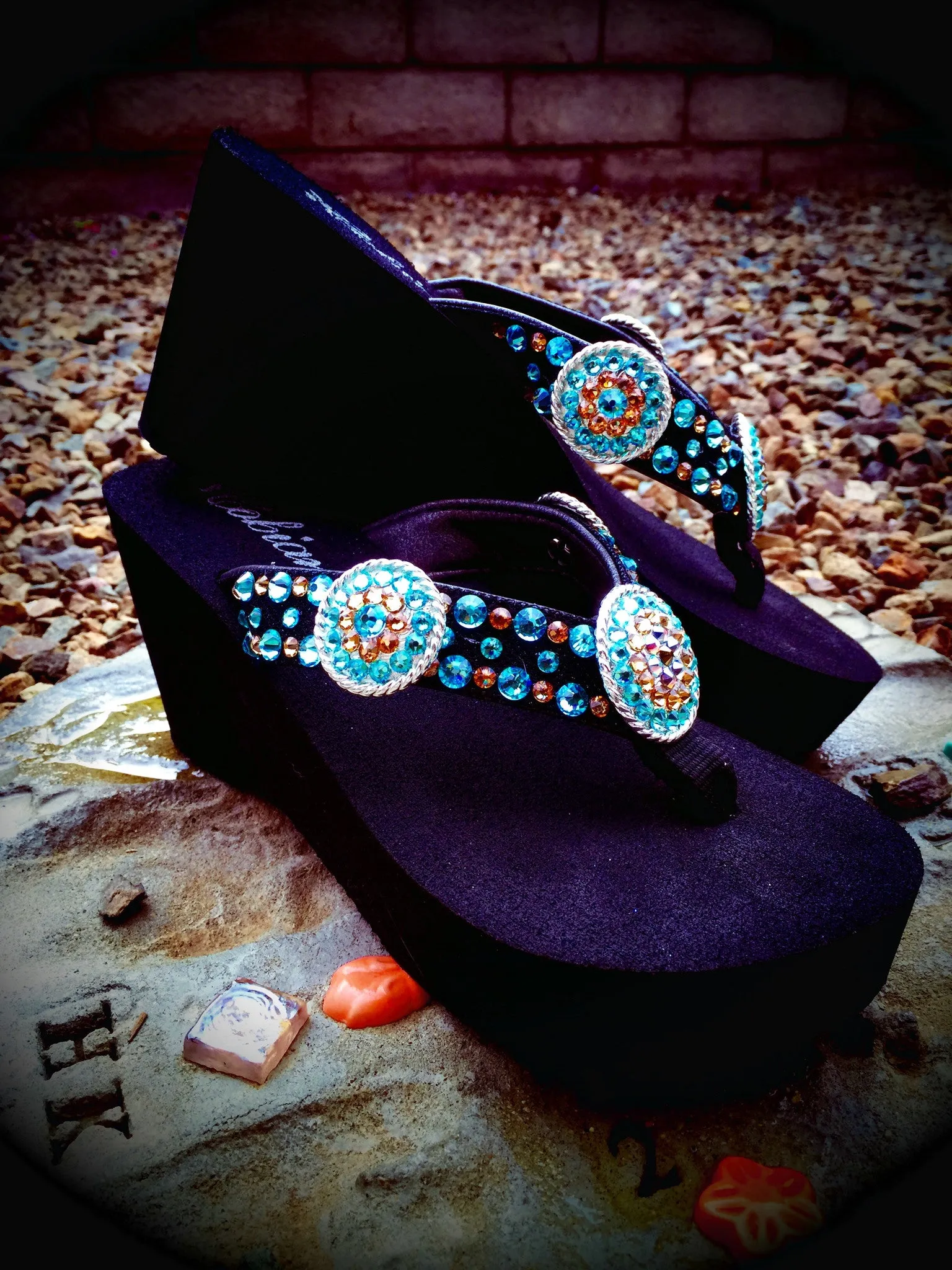 Custom Concho Diva's Swarovski Crystal Flip-flops by Sparkle Steps