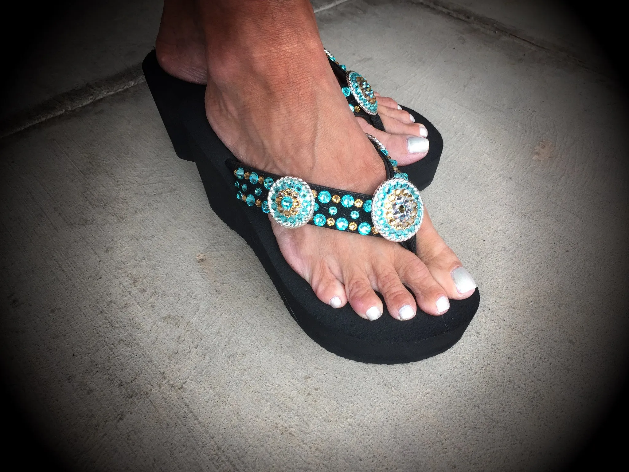Custom Concho Diva's Swarovski Crystal Flip-flops by Sparkle Steps