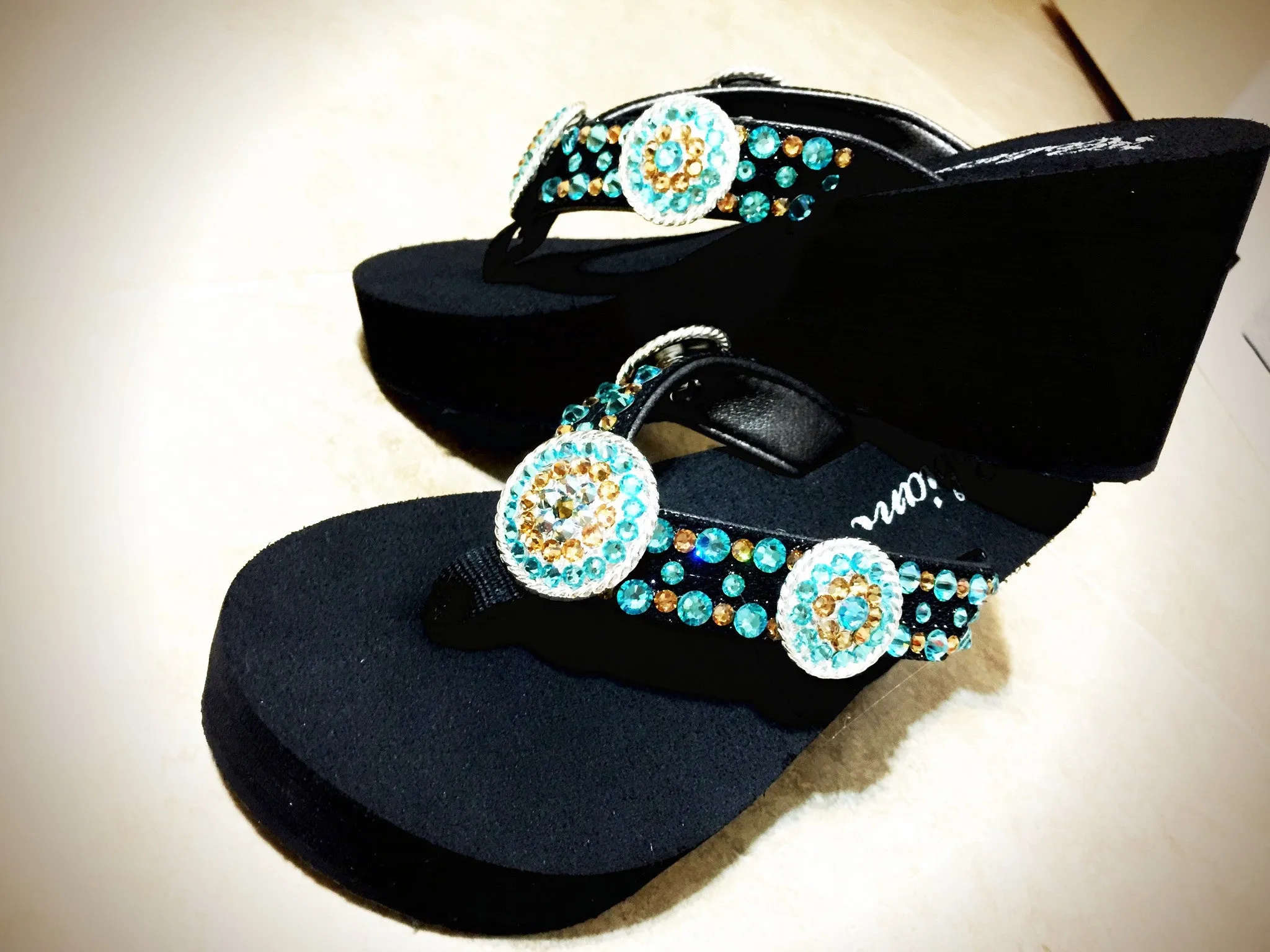 Custom Concho Diva's Swarovski Crystal Flip-flops by Sparkle Steps