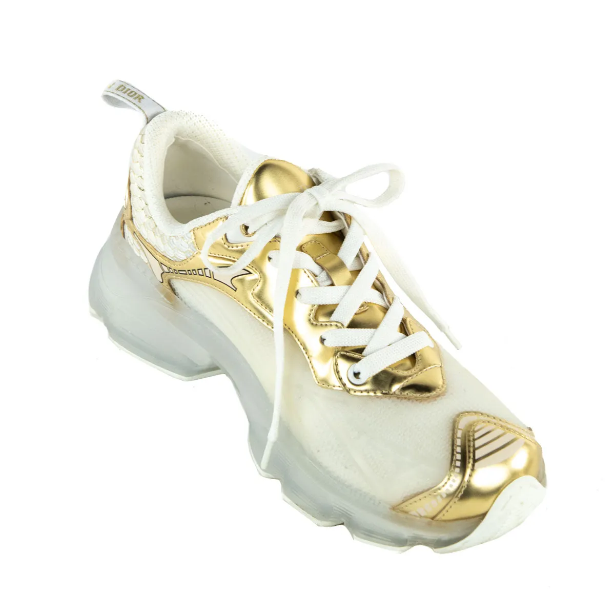 Dior White & Gold Vibe Chunky Sneakers Size US 8 | EU 38