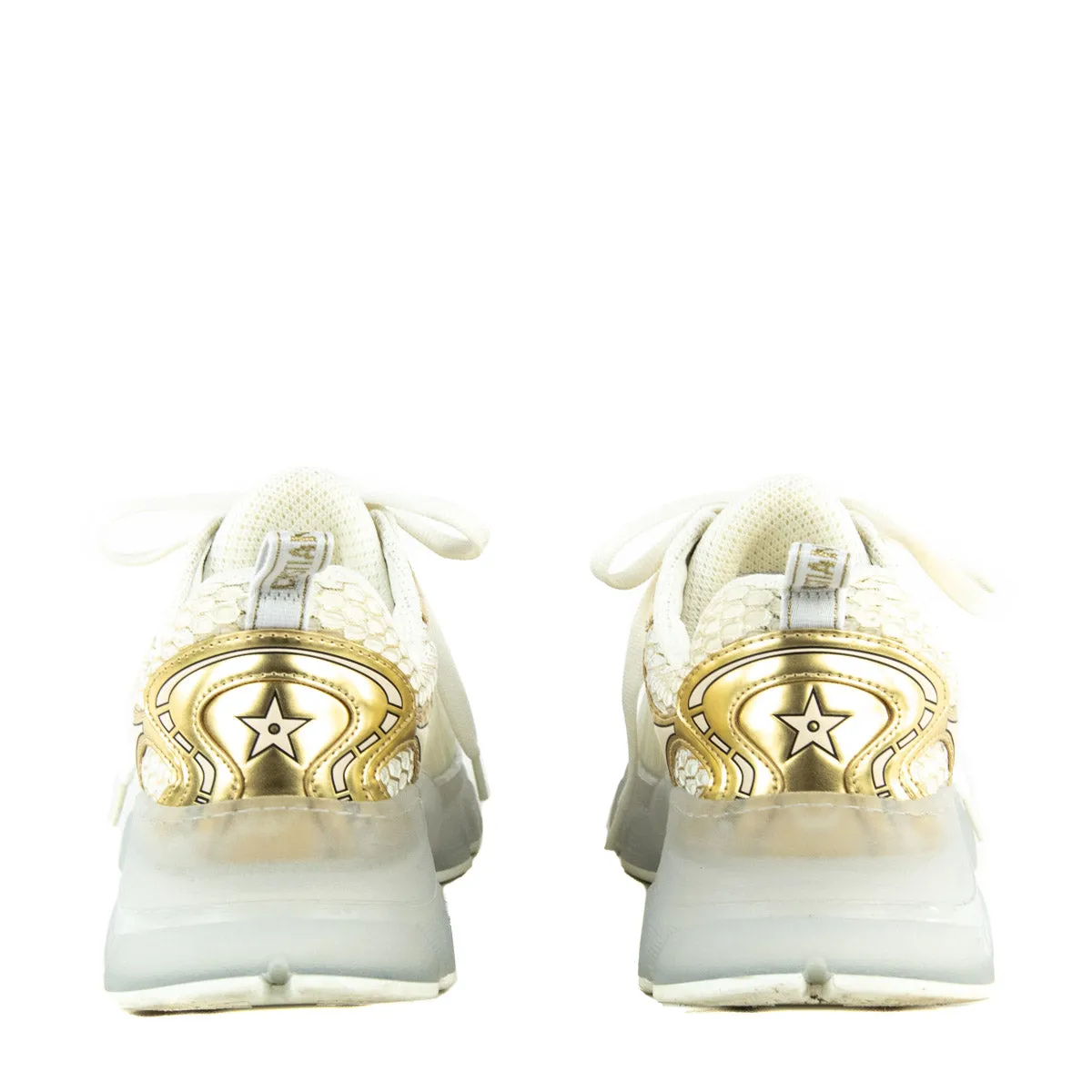 Dior White & Gold Vibe Chunky Sneakers Size US 8 | EU 38