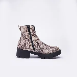 European Snake Skin Strappy Boots