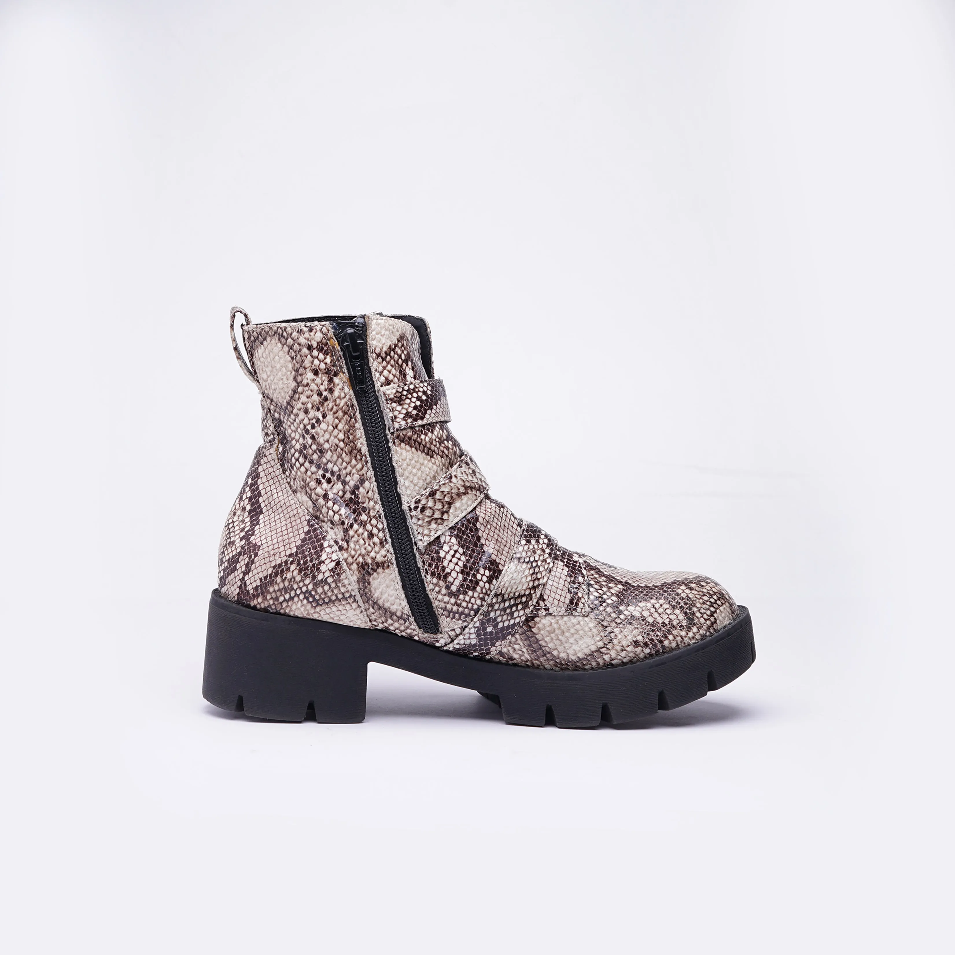 European Snake Skin Strappy Boots