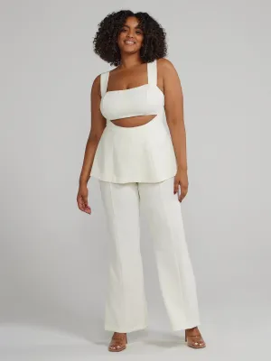 Fashion To Figure - Peplum Waist Cutout Sleeveless Jumpsuit