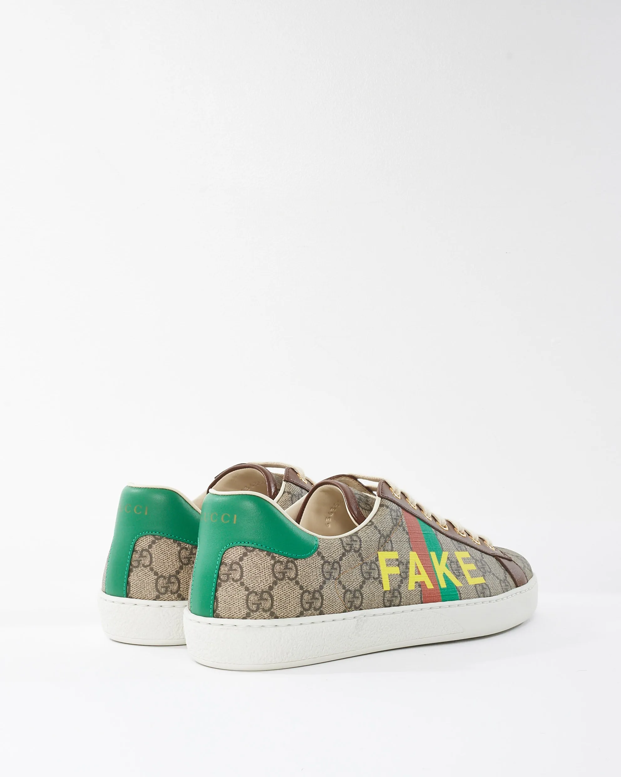 Gucci Men's Beige Monogram Fake Ace Sneakers - MEN 9