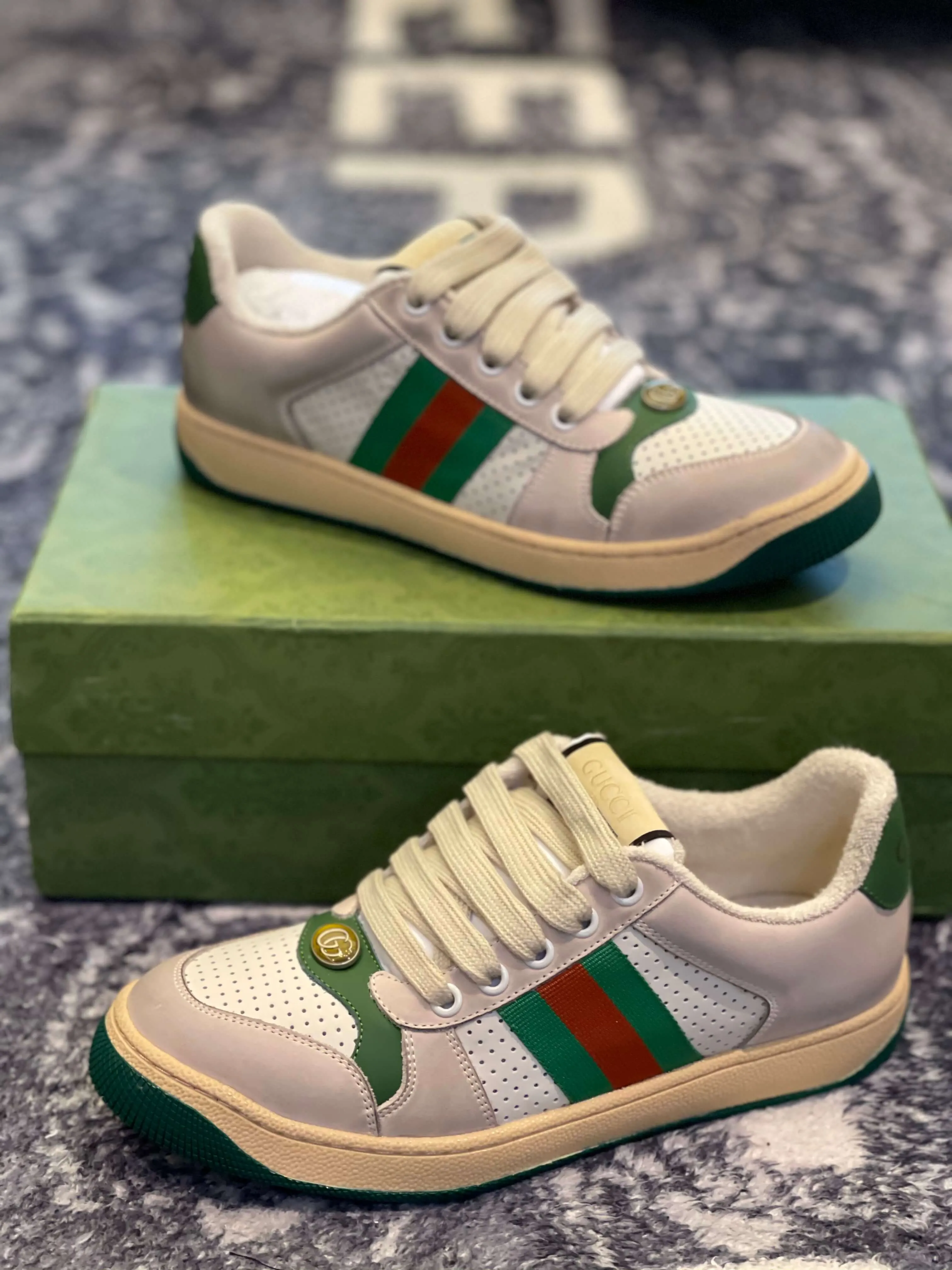 Gucci Screener Distressed Beige  Sneaker