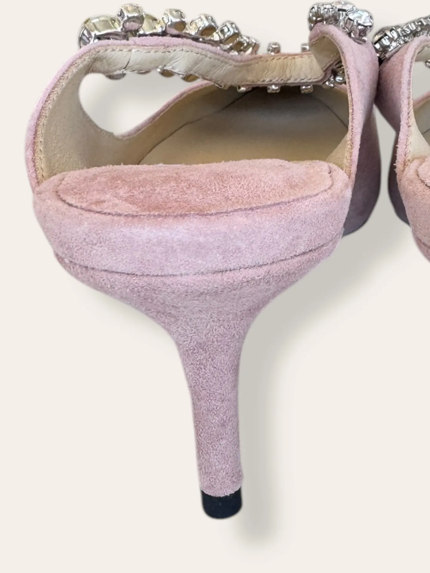Jimmy Choo pink suede crystal strap heels 5