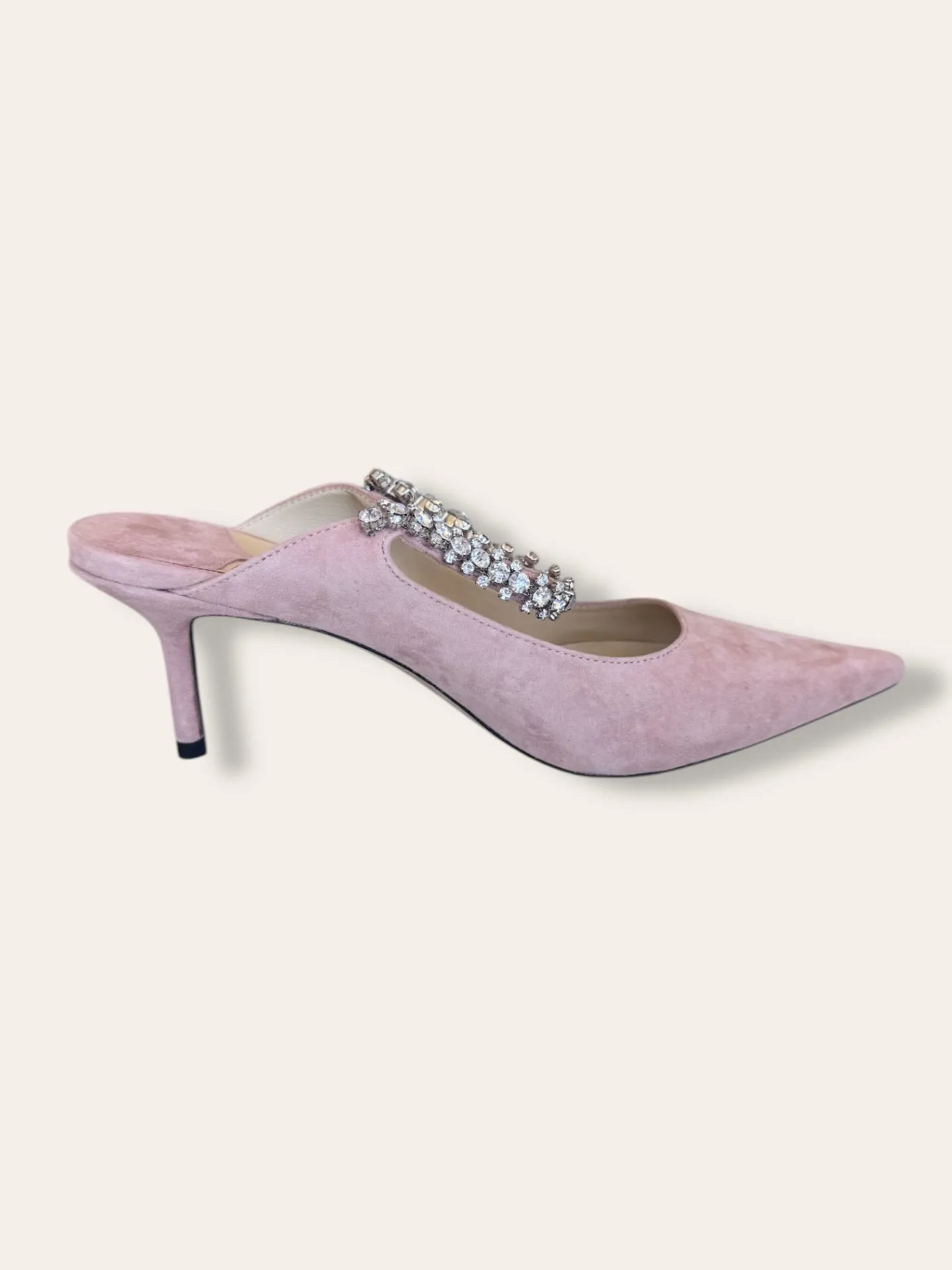 Jimmy Choo pink suede crystal strap heels 5