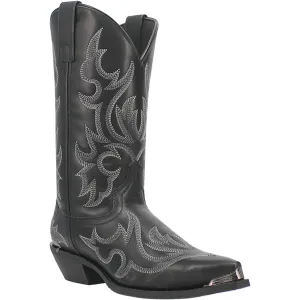 Laredo Mens Jameson Black Leather Cowboy Boots 10.5 D