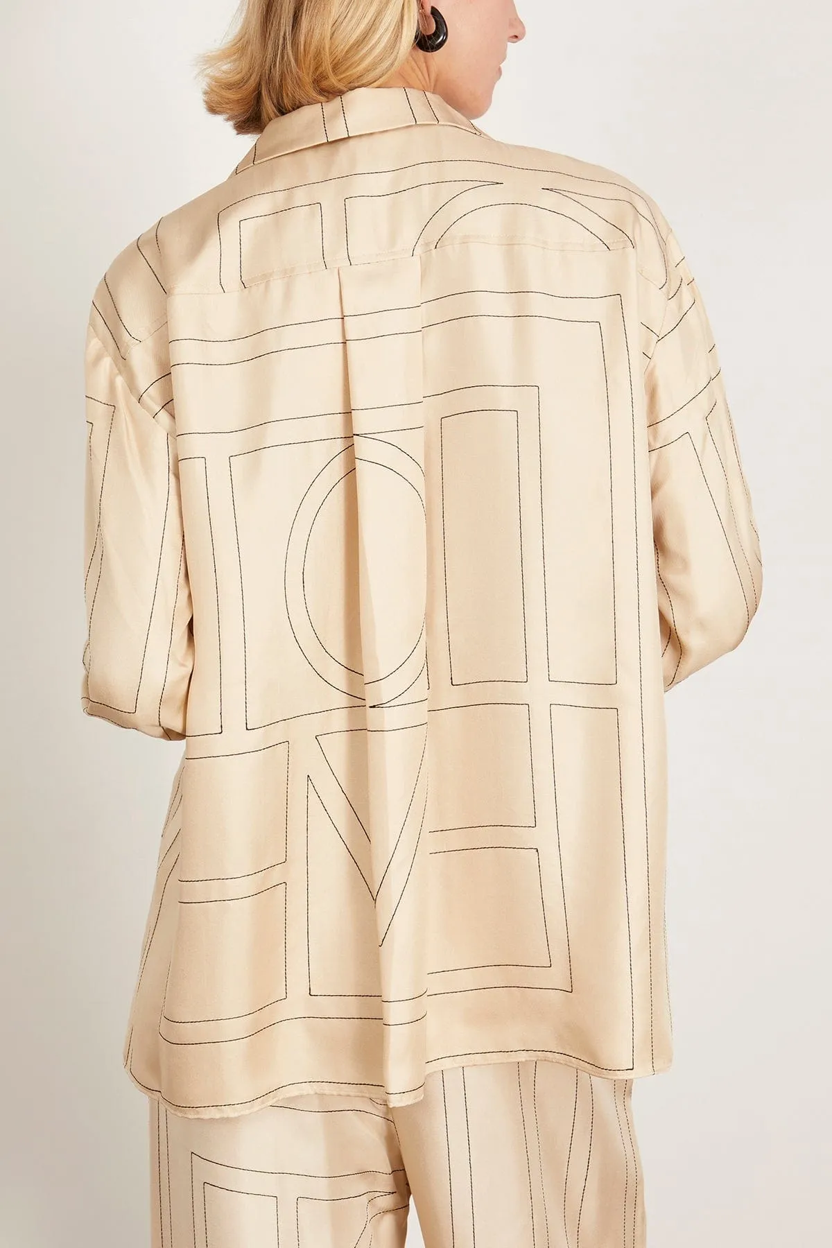 Monogram Silk Pajama Top in Ivory
