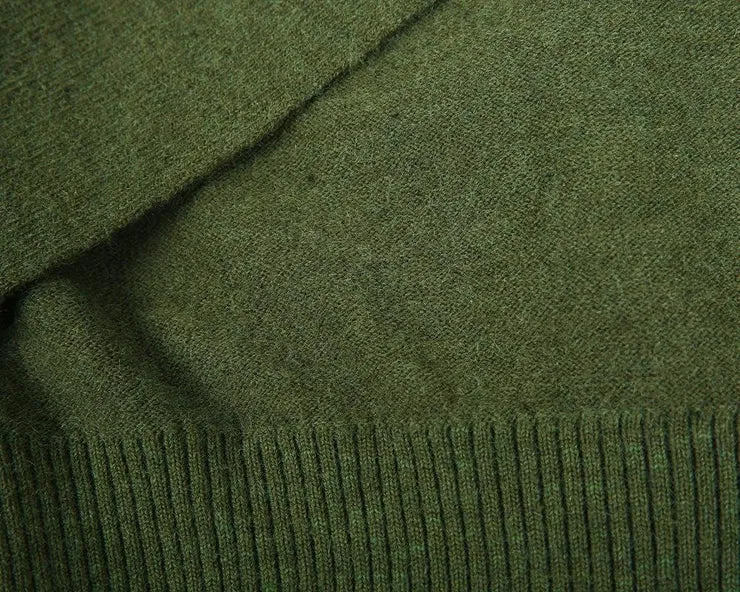 Olive Plunging V-Neck Sexy Sweater