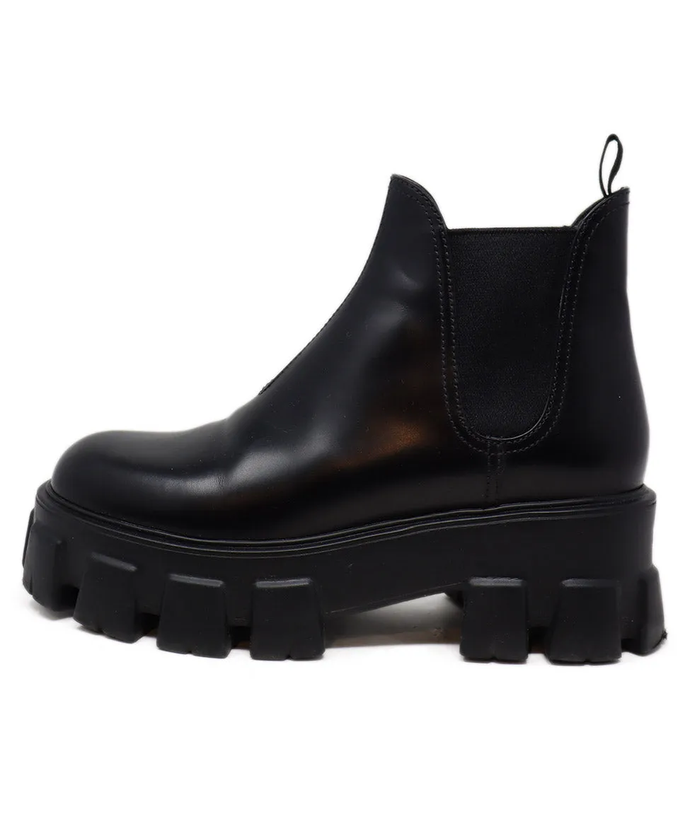 Prada Black Leather & Elastic Boots sz 7.5
