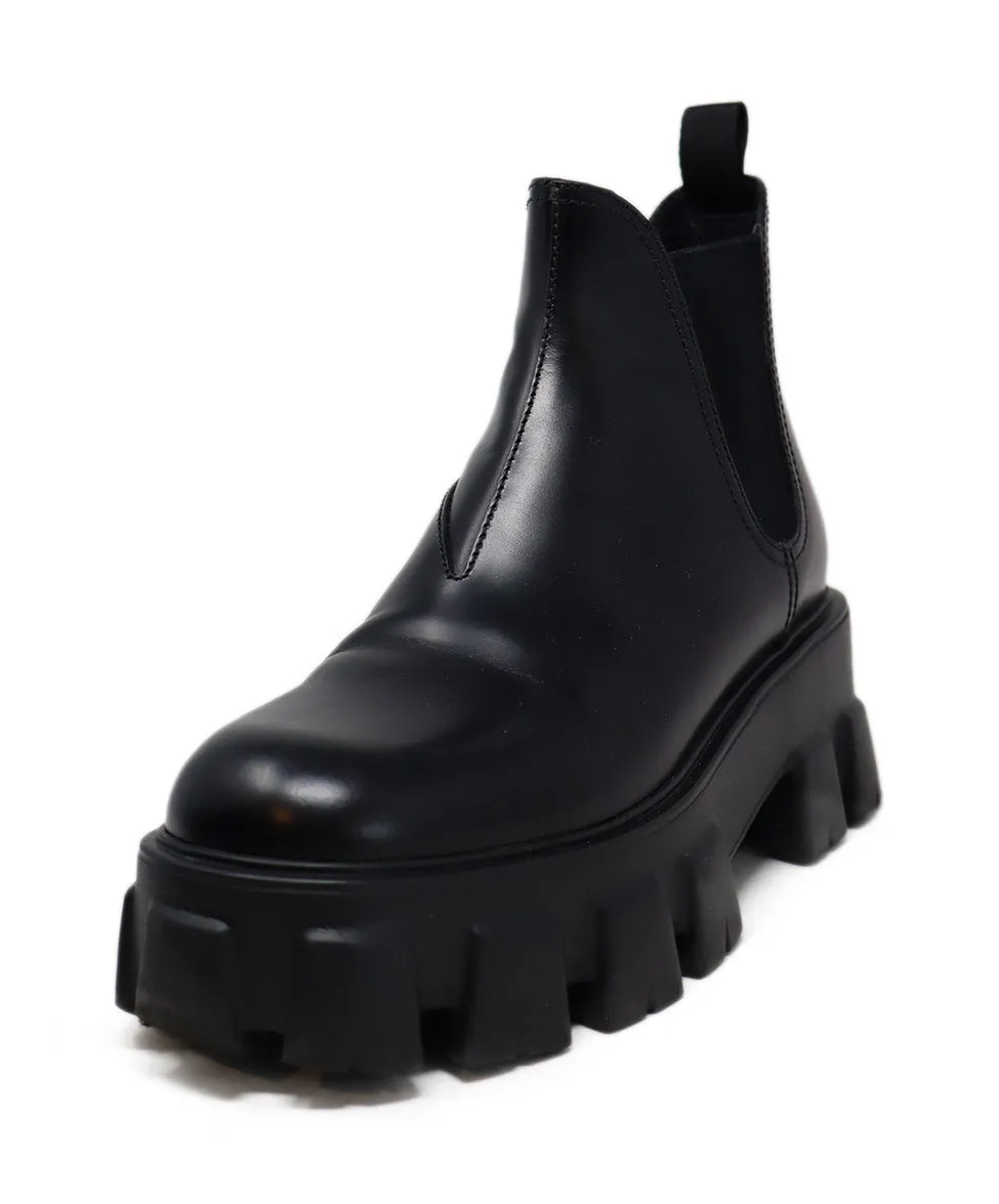 Prada Black Leather & Elastic Boots sz 7.5