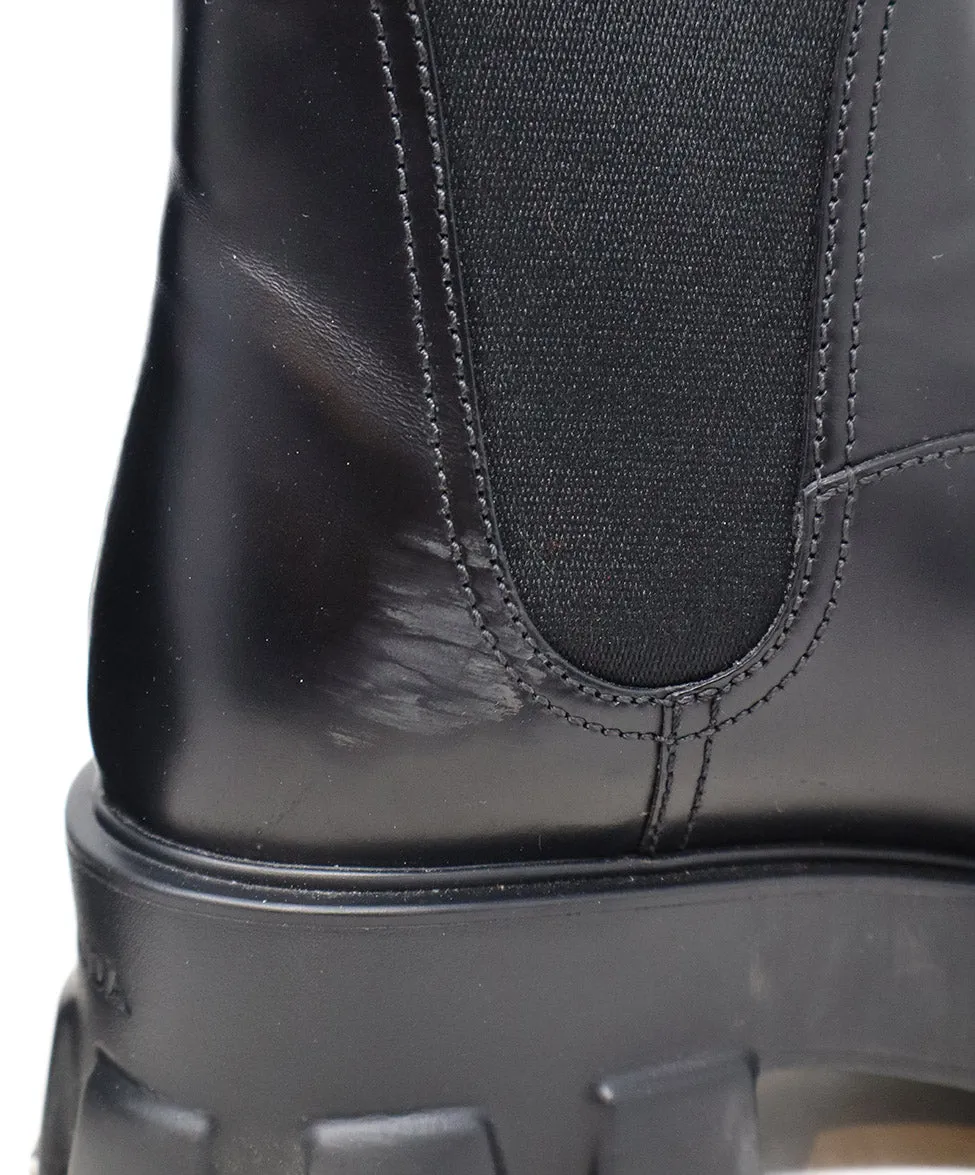 Prada Black Leather & Elastic Boots sz 7.5