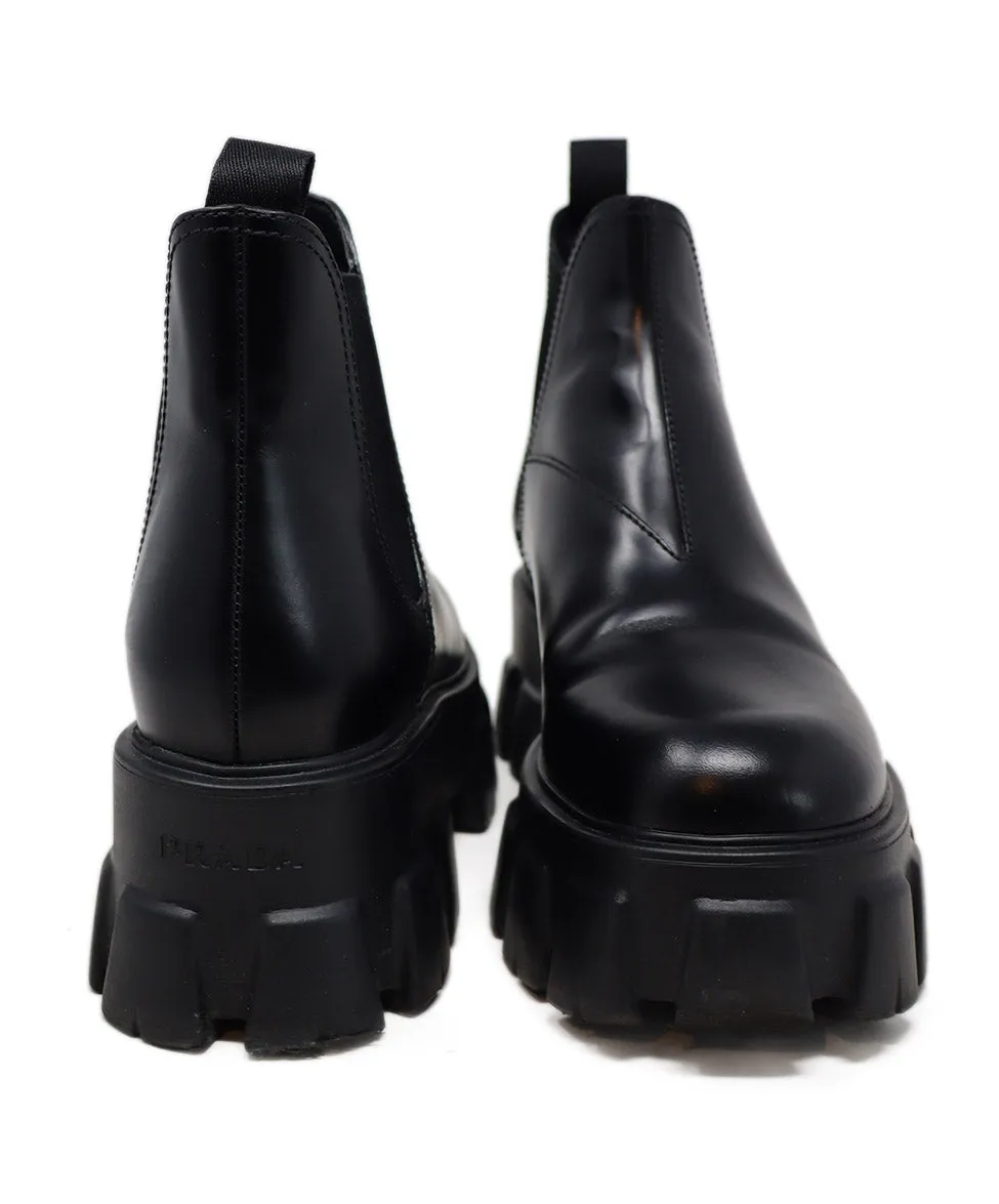 Prada Black Leather & Elastic Boots sz 7.5