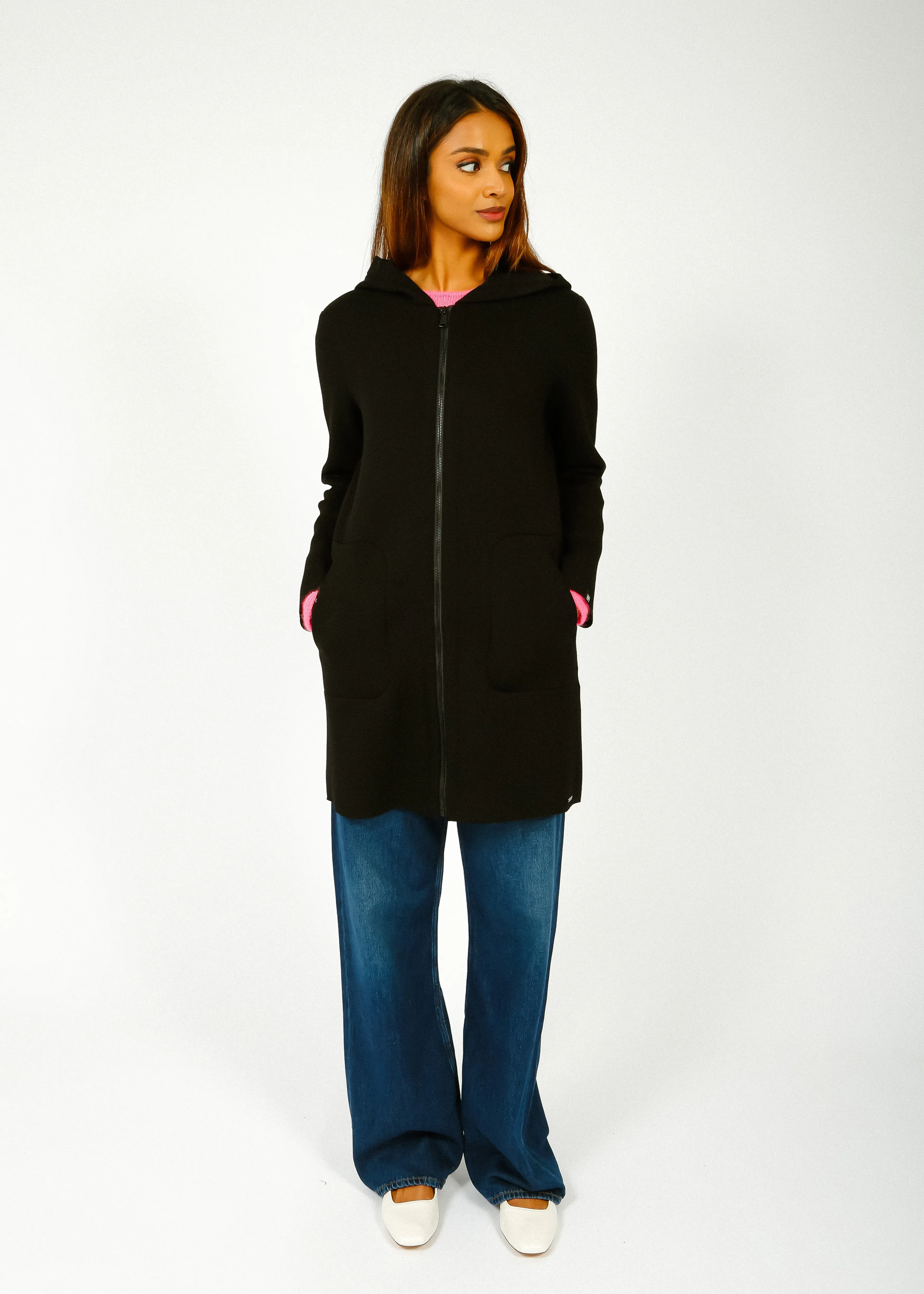 R&P Kodal Hooded Coat in Black