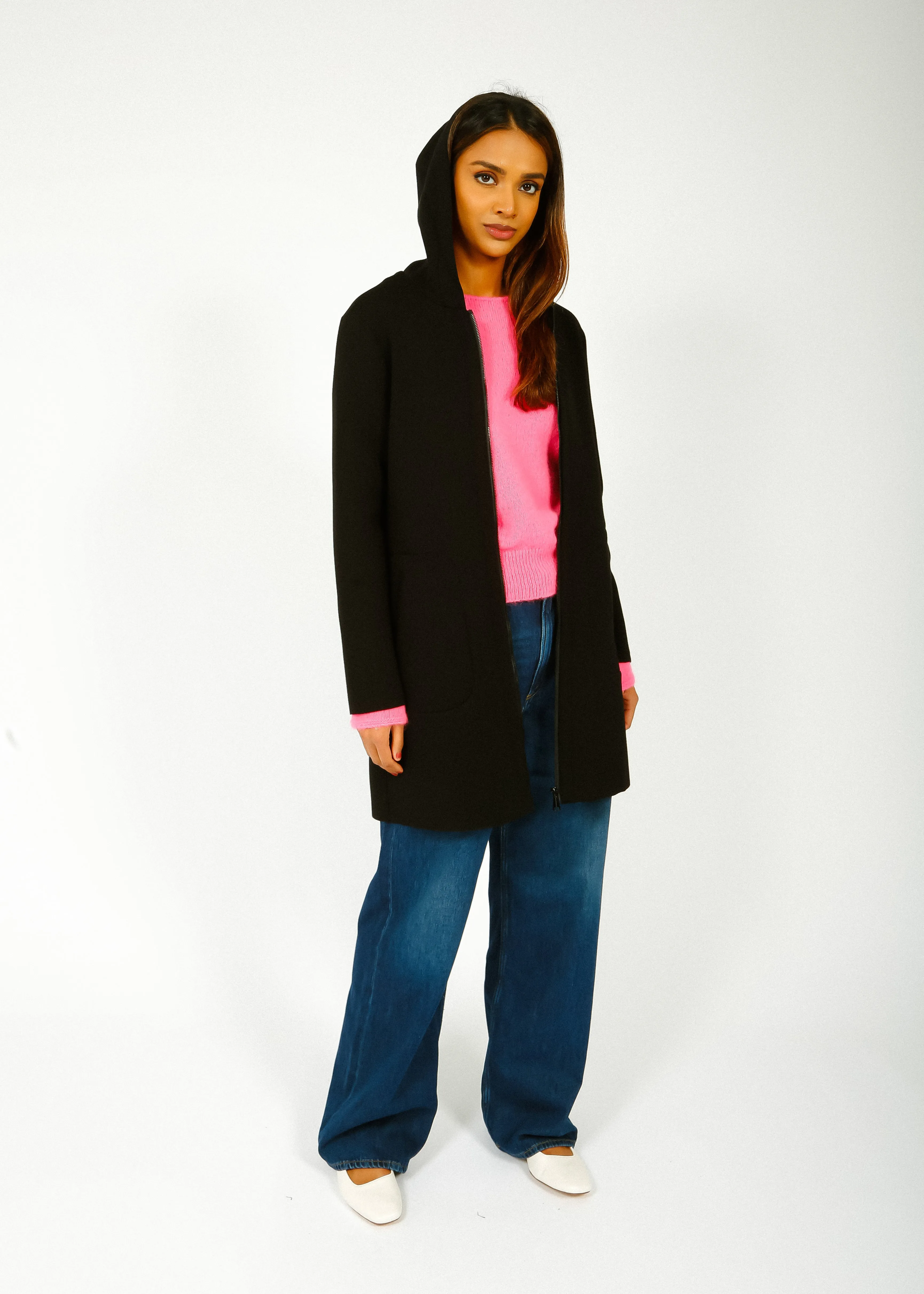 R&P Kodal Hooded Coat in Black