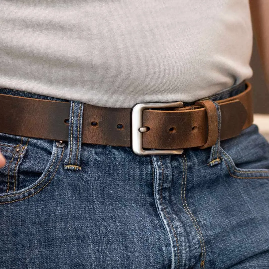 Roan Mountain Distressed Leather Belt by Nickel Smart®