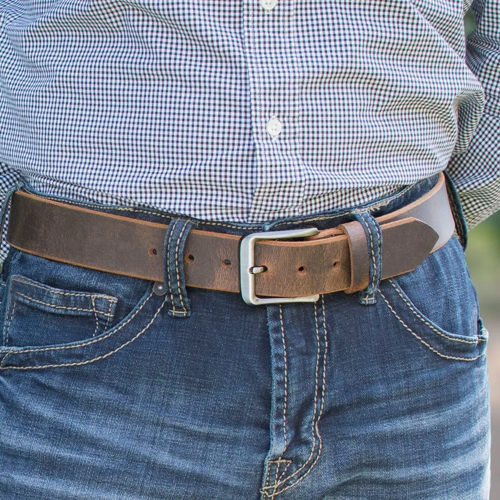 Roan Mountain Distressed Leather Belt by Nickel Smart®