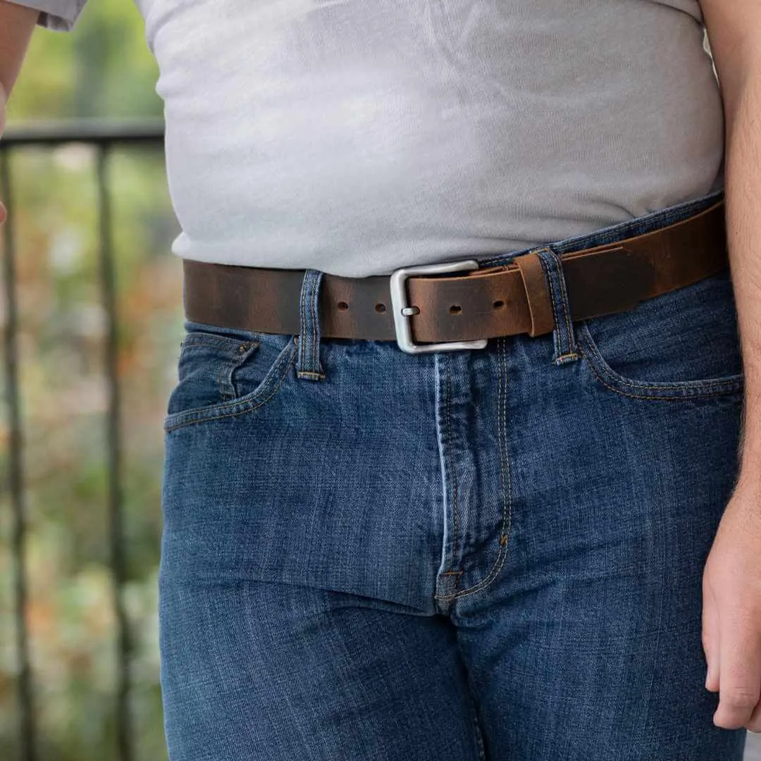 Roan Mountain Distressed Leather Belt by Nickel Smart®