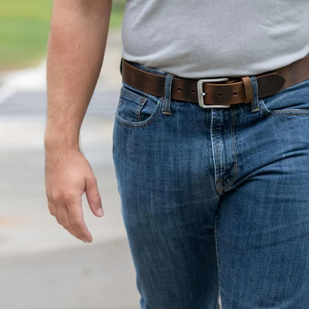 Roan Mountain Distressed Leather Belt by Nickel Smart®