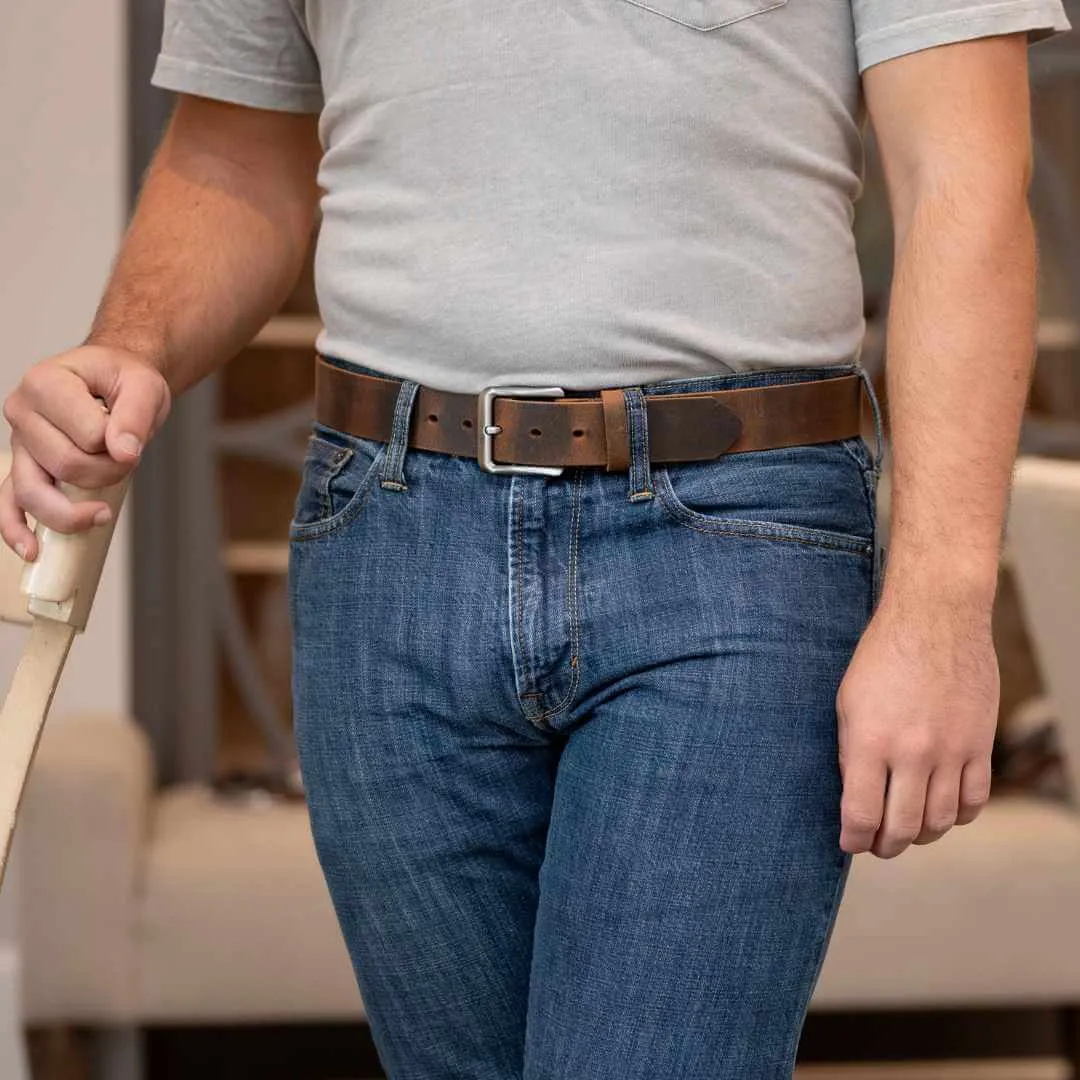 Roan Mountain Distressed Leather Belt by Nickel Smart®