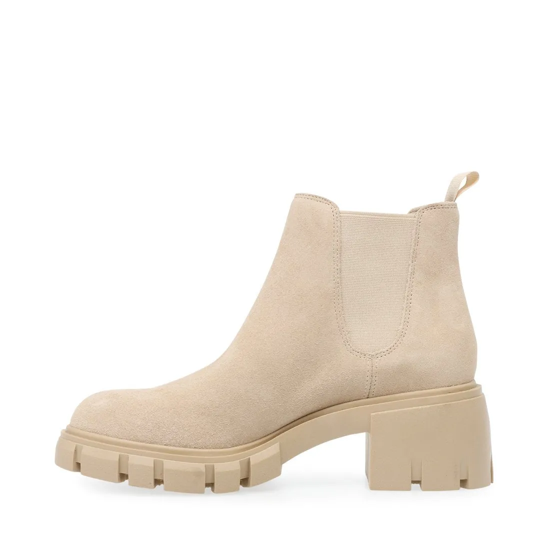 Steve Madden Howler Block Heel Platform Ankle Boots Sand Suede