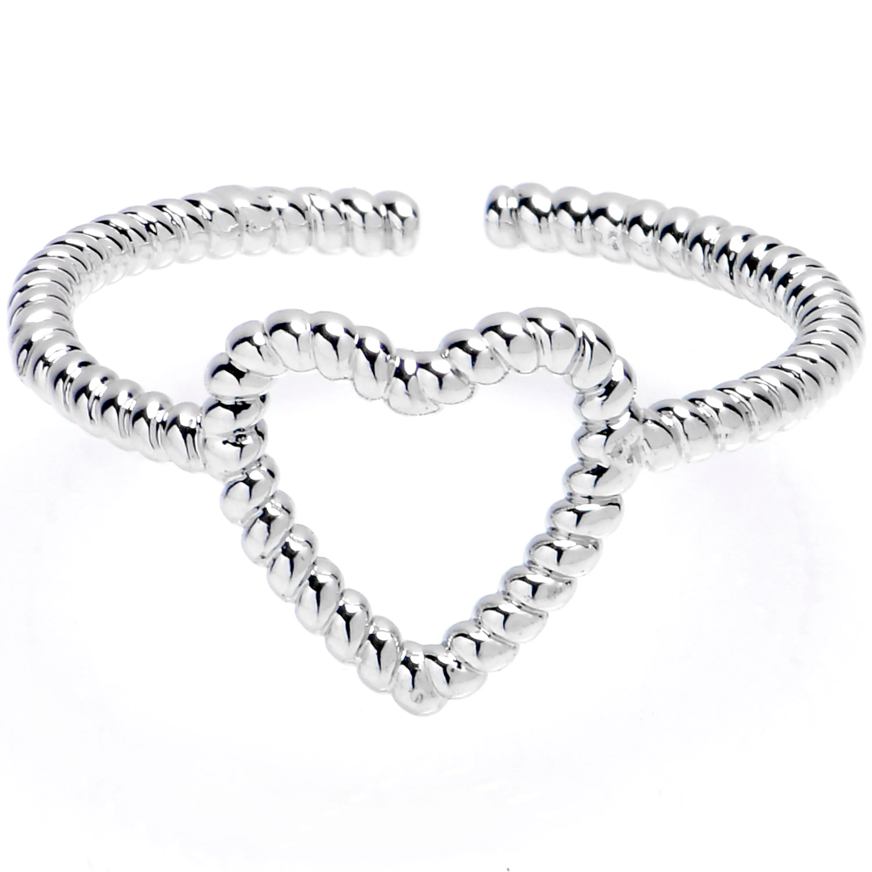 Textured Heart Open Adjustable Toe Ring