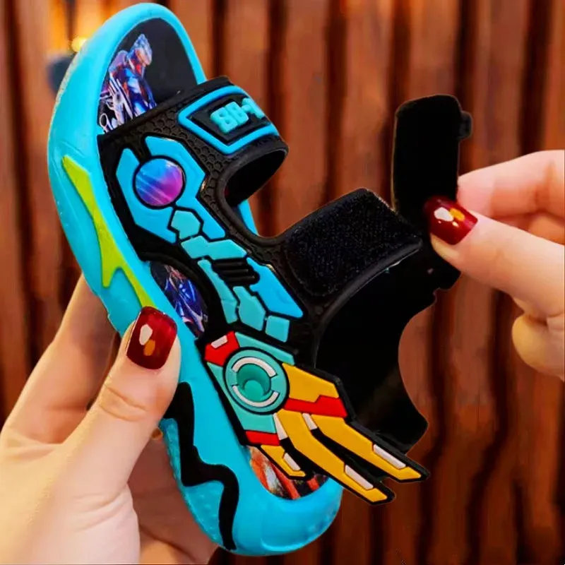 Vibrant Anime-Inspired Open-Toe Sandals for Boys - Breathable, Wear-Resistant, and Comfortable for All Seasons - Perfect for Cas
