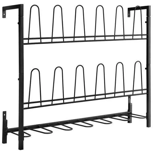 Wall Mounted Black Metal Wire 9-Pair Boot & Shoe Rack