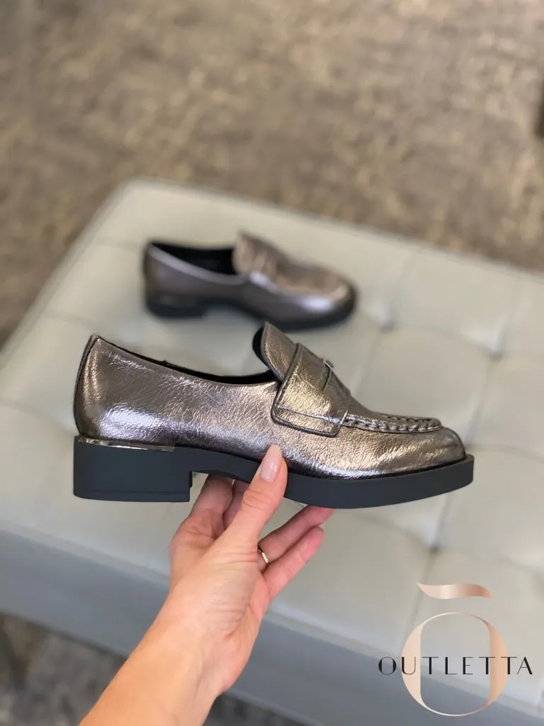 Women's Ivette Slip-On Penny Loafer Flats - Dark Gunmetal